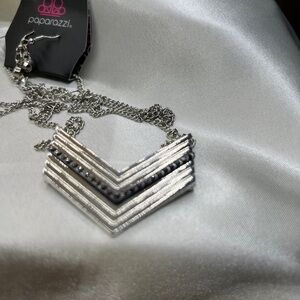 Paparazzi Silver Chevron Layered Necklace